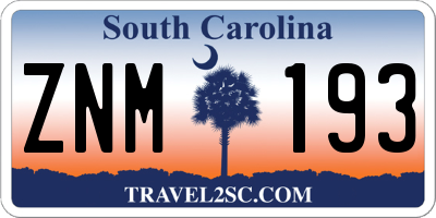 SC license plate ZNM193