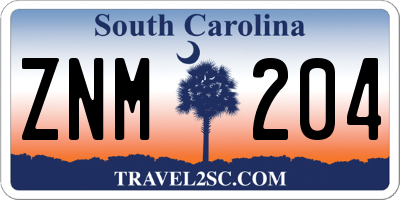 SC license plate ZNM204