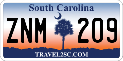 SC license plate ZNM209