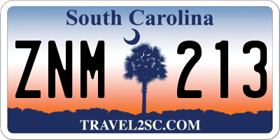 SC license plate ZNM213
