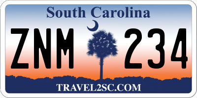 SC license plate ZNM234