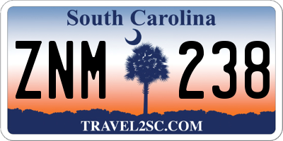 SC license plate ZNM238