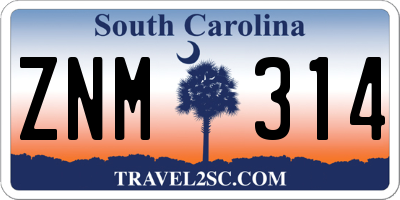 SC license plate ZNM314
