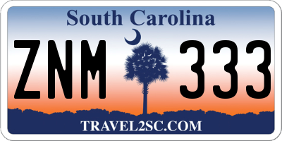 SC license plate ZNM333