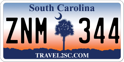SC license plate ZNM344