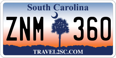 SC license plate ZNM360
