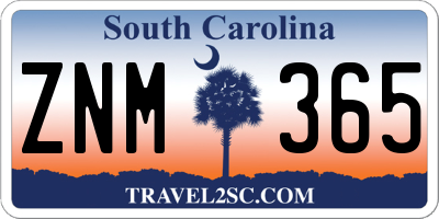SC license plate ZNM365