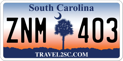 SC license plate ZNM403