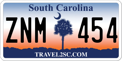 SC license plate ZNM454