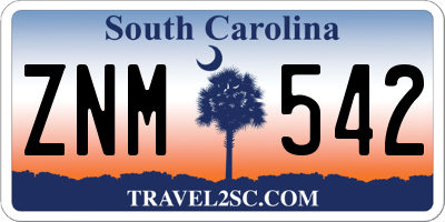 SC license plate ZNM542