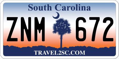 SC license plate ZNM672