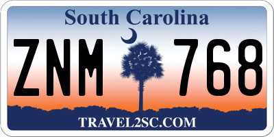 SC license plate ZNM768