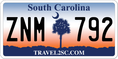 SC license plate ZNM792