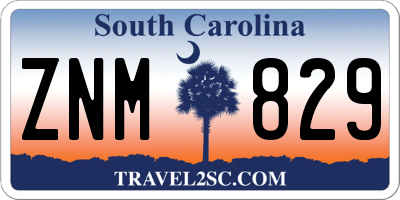 SC license plate ZNM829