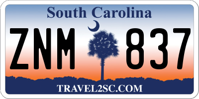 SC license plate ZNM837
