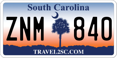 SC license plate ZNM840