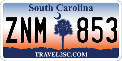 SC license plate ZNM853