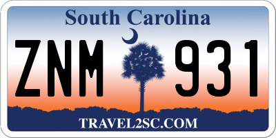 SC license plate ZNM931