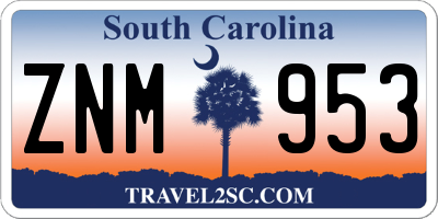SC license plate ZNM953