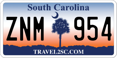 SC license plate ZNM954