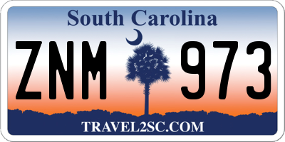 SC license plate ZNM973