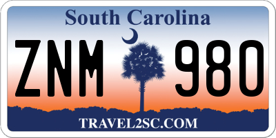 SC license plate ZNM980