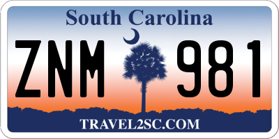 SC license plate ZNM981