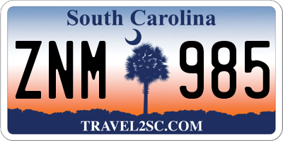 SC license plate ZNM985
