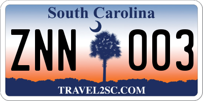 SC license plate ZNN003