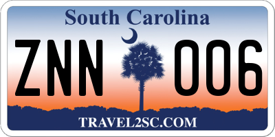 SC license plate ZNN006