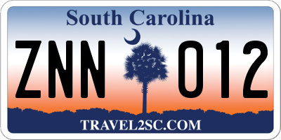 SC license plate ZNN012