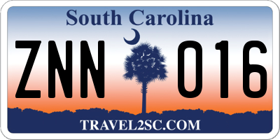SC license plate ZNN016
