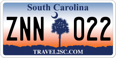 SC license plate ZNN022