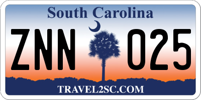 SC license plate ZNN025
