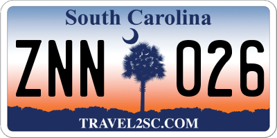 SC license plate ZNN026