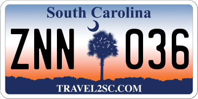 SC license plate ZNN036