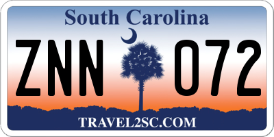 SC license plate ZNN072
