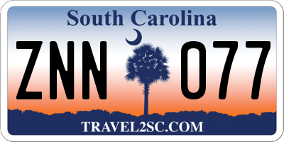 SC license plate ZNN077