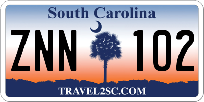 SC license plate ZNN102