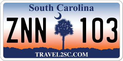 SC license plate ZNN103