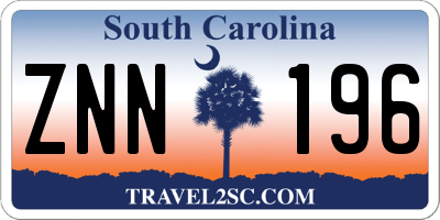 SC license plate ZNN196