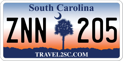 SC license plate ZNN205