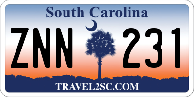 SC license plate ZNN231