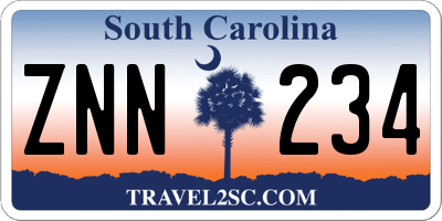SC license plate ZNN234