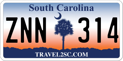 SC license plate ZNN314