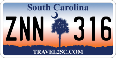 SC license plate ZNN316