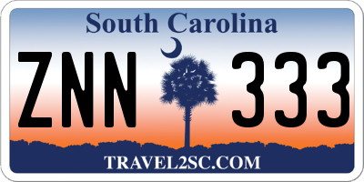 SC license plate ZNN333