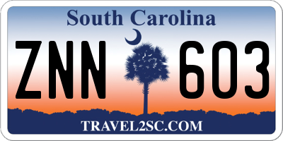SC license plate ZNN603