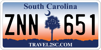SC license plate ZNN651