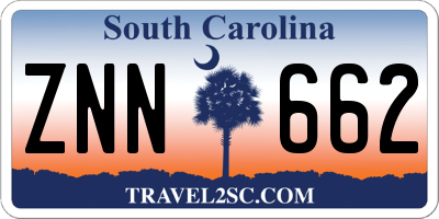 SC license plate ZNN662